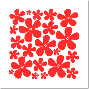 Red floral flowers pattern design Posters and Art